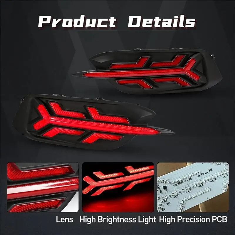 For Honda Civic 2016-2020 LED Rear Bumper Brake Light Turn Signal Car Accessories 12V