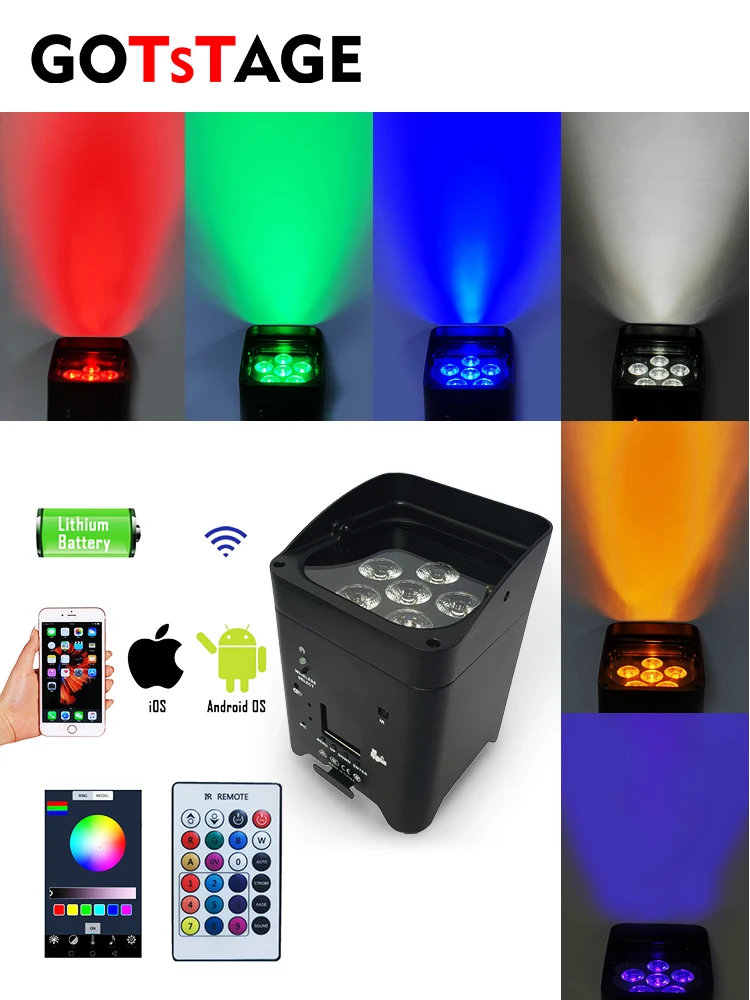 6x18w RGBWAUV LED Battery Par Wireless DMX512 Phone WIFE Wash Wall Light For Party DJ Disco Restaurant Wedding Stage rental