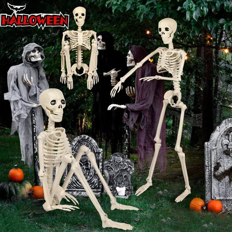 

40 см Хэллоуин имитация скелета висит пластиковый человеческий череп скелет может стоять шарниры подвижный реквизит для вечеринки ужасов