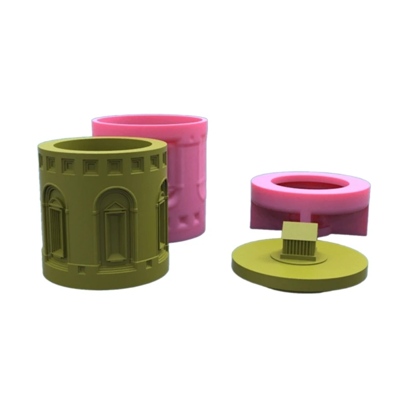 Building Storage Box Silicone Mold with Lid 3D Concrete Casting Mold DIY Holder Mold Flower Pot Making Supplies