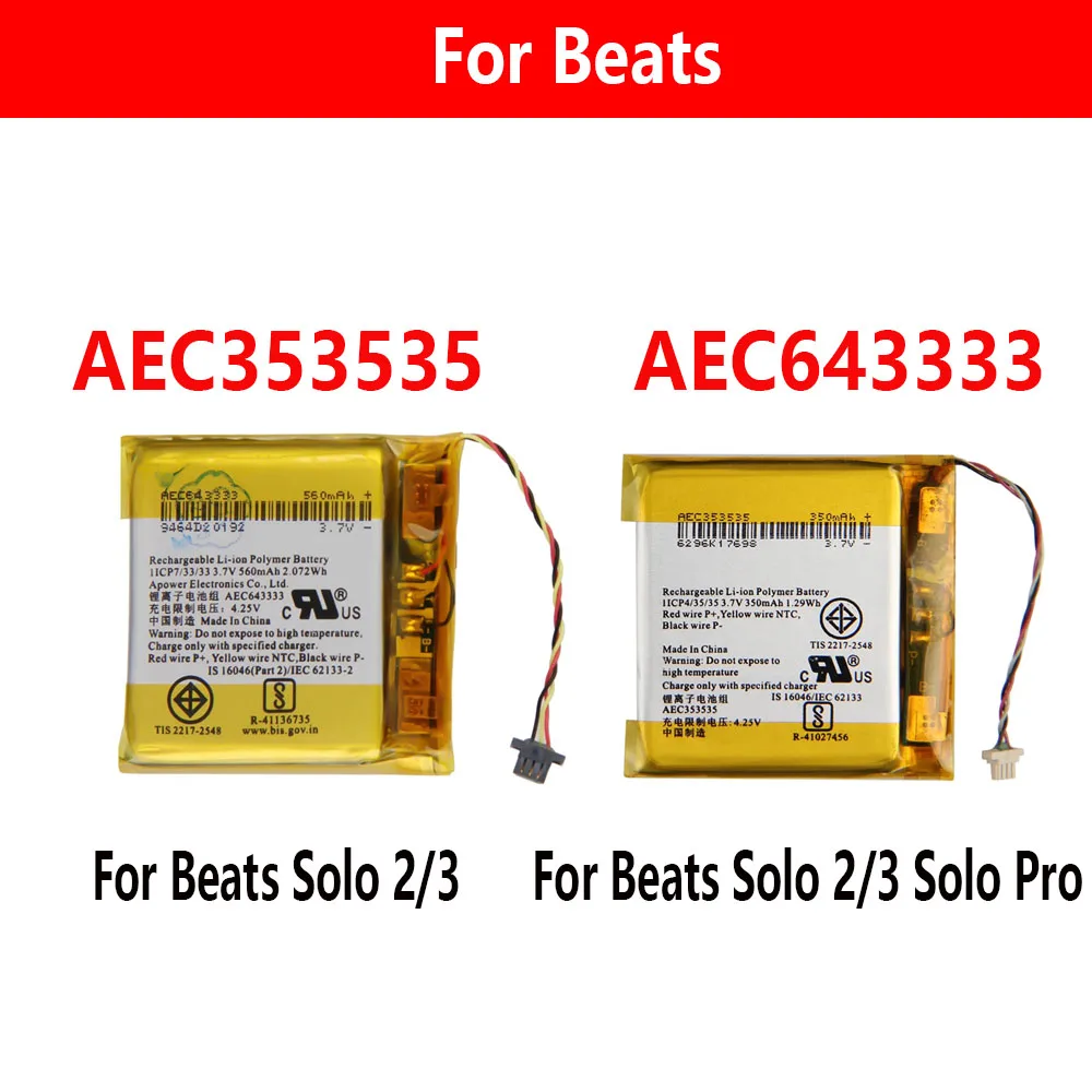 

Новая батарея AEC353535 AEC643333 для наушников Beats Solo 2.0 3.0 Studio 2 3 Pro Solo2 3, совершенно новая, беспроводная.