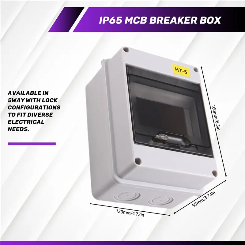 A69E5X HT Series Junction Box 5WAY IP65 Waterproof Distribution Box Outdoor Plastic Electrical With Lock For Circuit Breaker