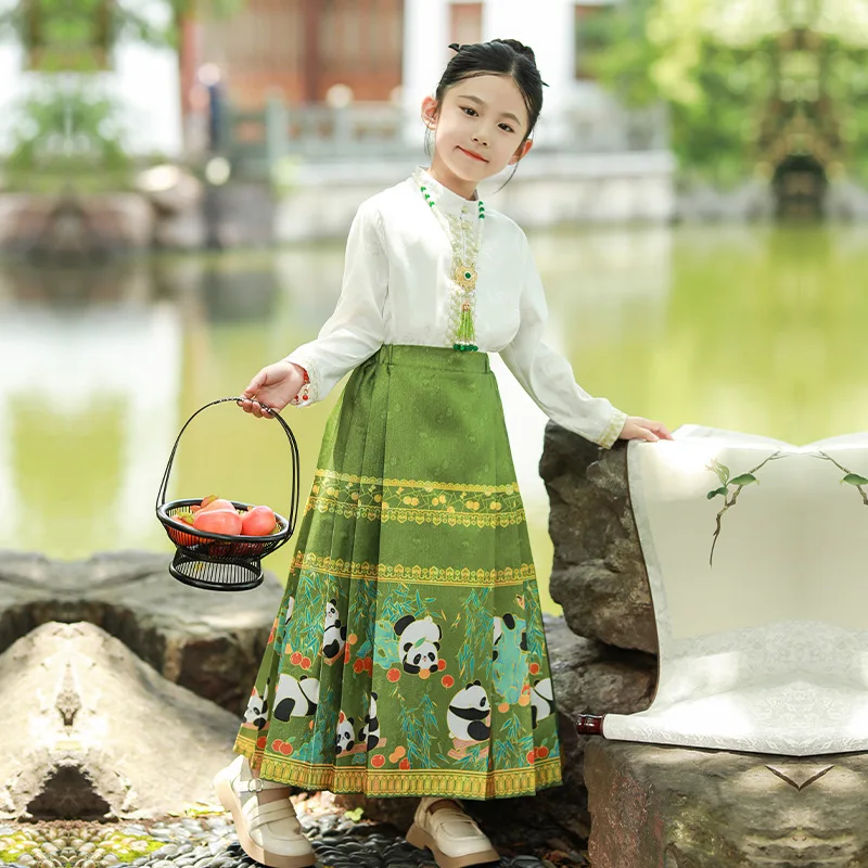 

Mamian Hanfu Skirt Summer Skirts Toddler Girl Chinese Traditional Outfit Mamian Qun Ming Dynasty Hanfu Thin Horse Face Skirt