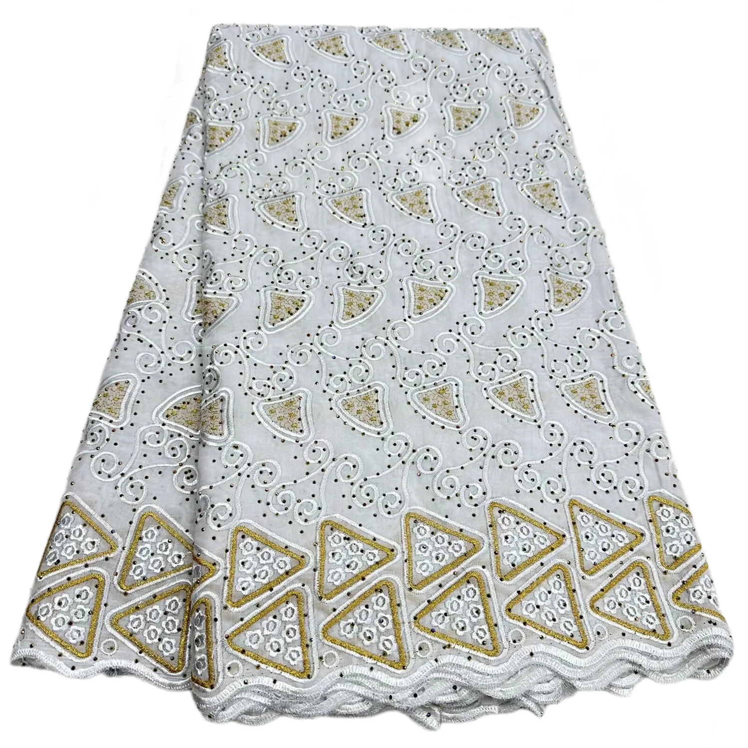 Wholesale Swiss Voile Lace In Switzerland 2025 High Quality African Cotton Lace Fabric With Rhinestone For Wedding Party Dress