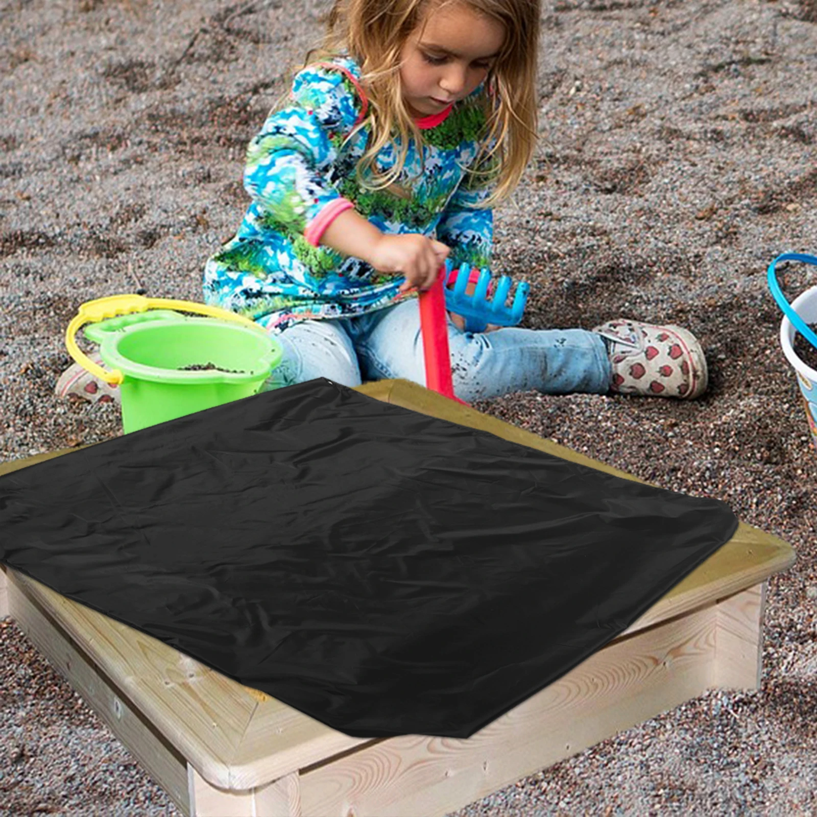 

Waterproof Sandbox Cover Durable Polyester Protector Adjustable Ropes Dustproof Bathtub for Outdoor