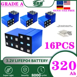 16pcs A-Grade tax-free 8000 cycle LiFePO4 3.2V rechargeable battery, suitable for DIY 12V 24V 48V solar communication systems