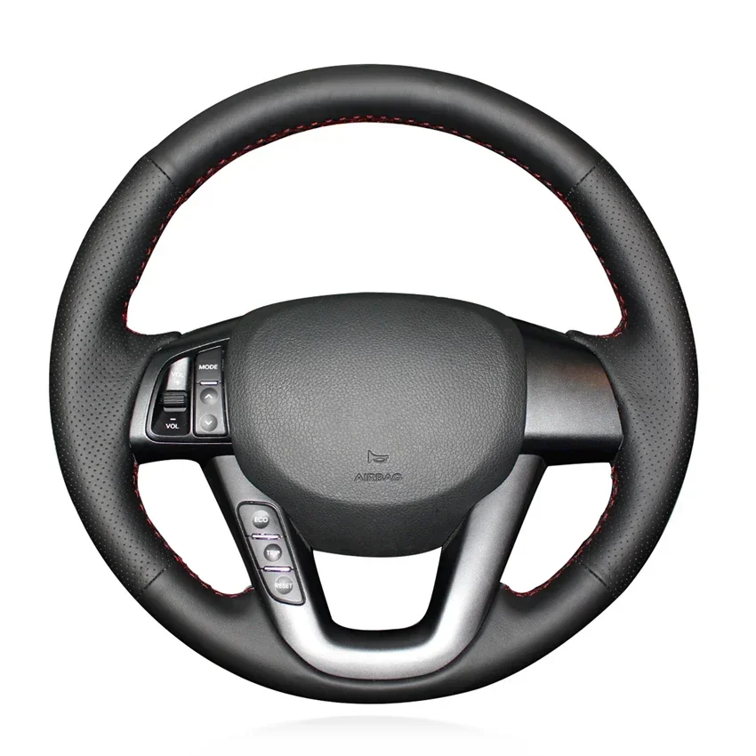 Black Artificial Leather Hand-stitched No-slip Soft Car Steering Wheel Cover for Kia K5 Optima 3 2008 2009 2010 2011 2012 2013