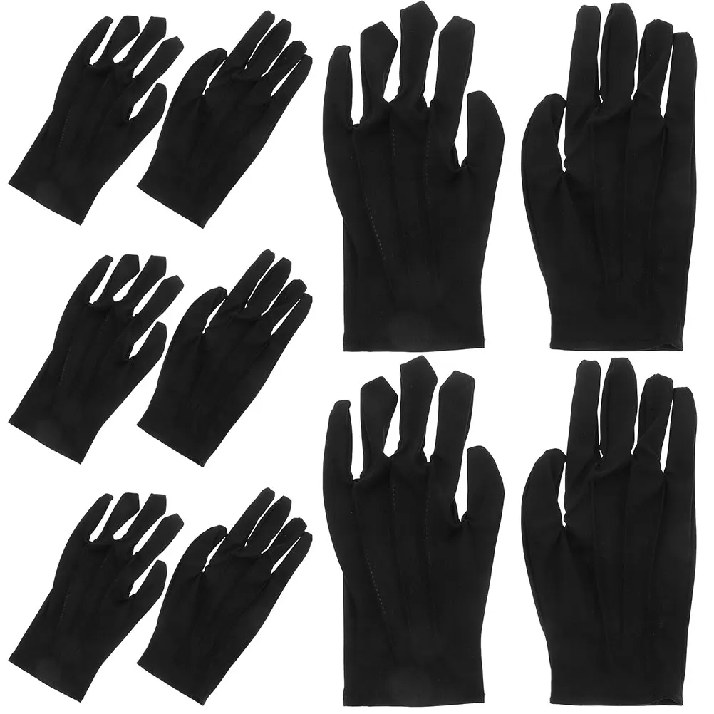 

5pcs Lightweight Black Gloves Reusable Stretchy Breathable For Jewelry Coin Inspection Precision Handling Work Protective