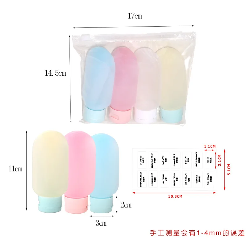 Bouteilles rechargeables en Silicone de 30/60ml, Tube à presser souple, récipient de Lotion, bouteille vide, Kit d'outils de shampoing de voyage Portable