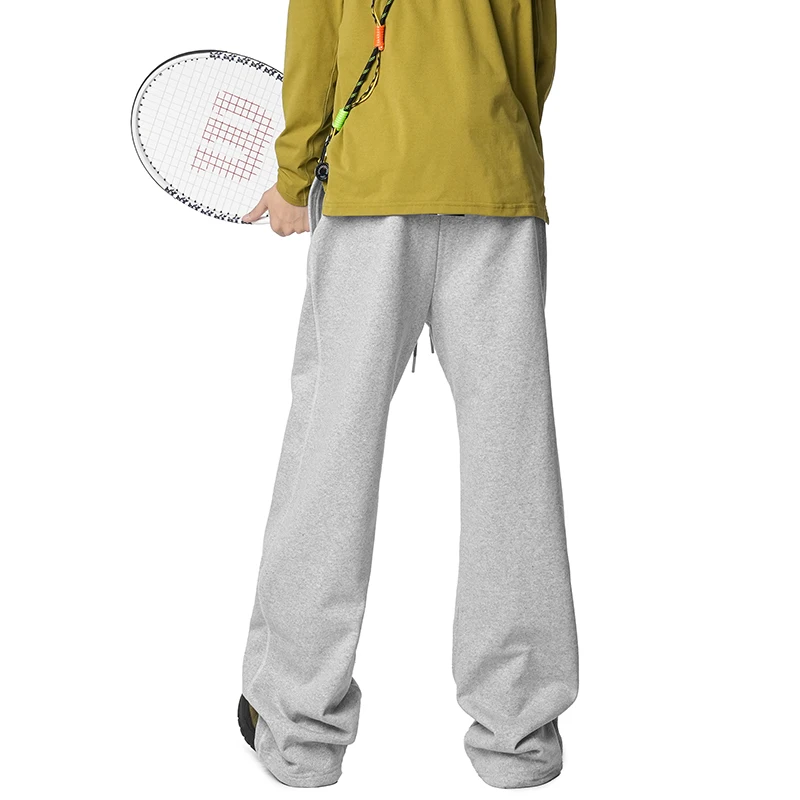 61% قطن، مريح ومسامي، خصر مطاطي فضفاض مناسب من الصوف - بنطال رياضي مبطن |   ملابس الشارع للجنسين 360 جرام