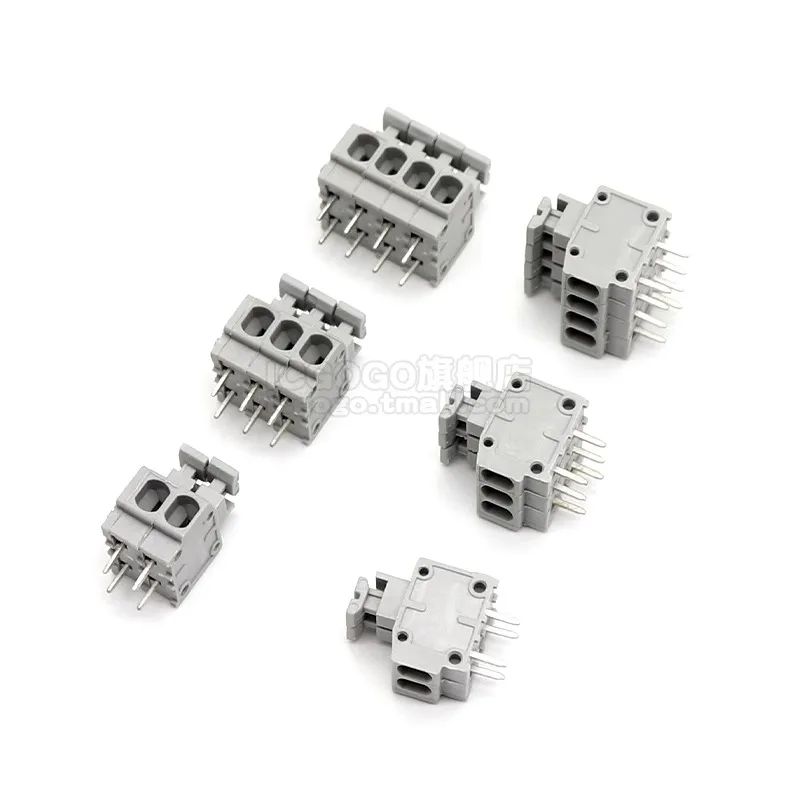 10Pcs Kf235-3.81mm Spring Push Type Terminal Block 2p 3p 4p 5p 6p 8p Screw Free PCB Terminal Block 3.81mm pitch