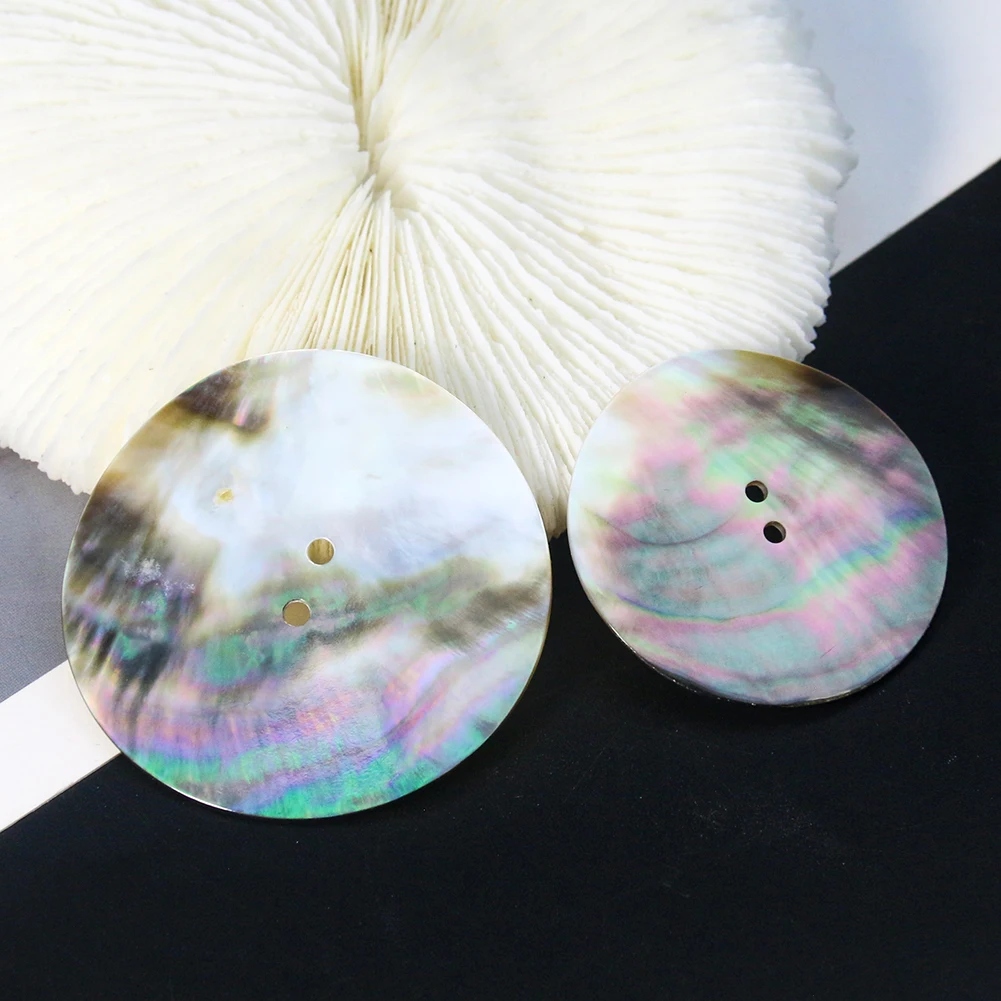 Muy Bien 4pcs Natural Shell Buttons Black Mother of Pearl 2 Hole Buttons DIY Crafts Clothing Sewing Accessories Scrapbook