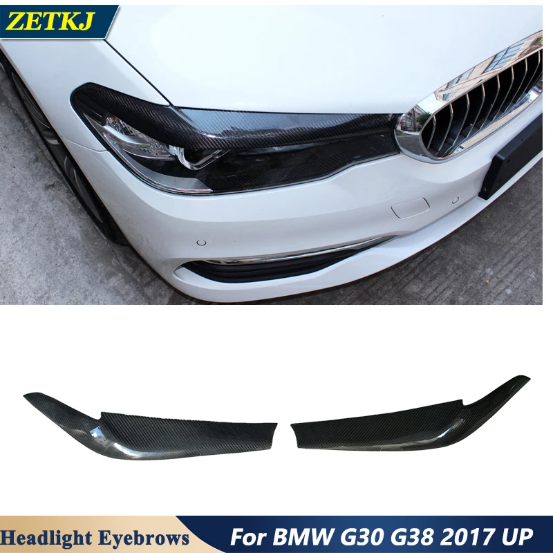 

G30 Real Carbon Fiber Headlight Eyebrows Cover Trim For BMW 5 series G30 G38 528Li 530Li 530d 540i 2017 Up Car accessories