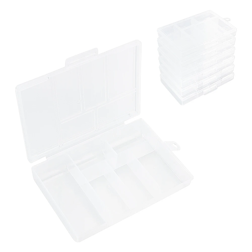One Piece Buckle Fixed 6-grid PP Plastic Organizer Box Storage Container for Small Jewelry Fishing Tackles Earring Rhinestones