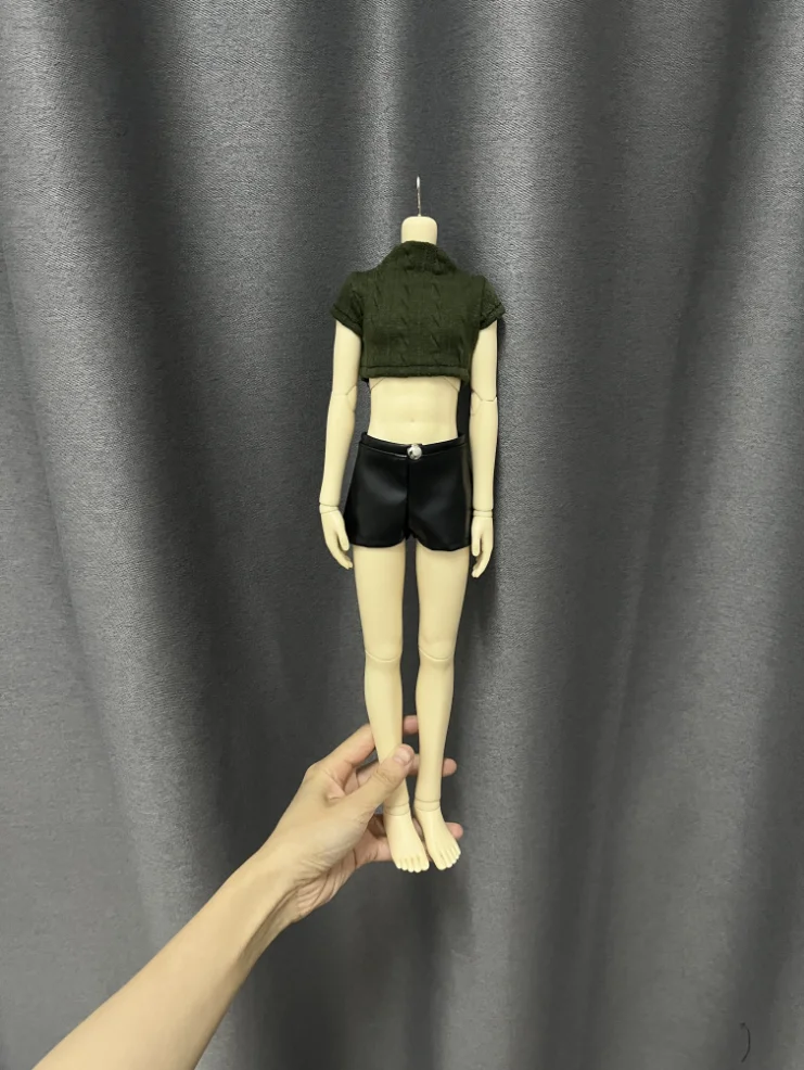 D09-P770 crianças brinquedo artesanal 1/3 SD10 1/4 MSD MDD CD2 BJD/SD roupas de boneca de malha mangas curtas calças de couro 1 peça