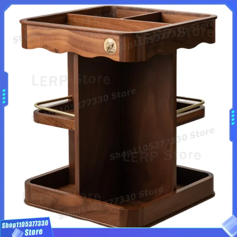 Premium Wooden Rotary Cosmetics Storage Box Large Capacity Desktop Organizer for Skin Care Products Perfume Dresser Shelf