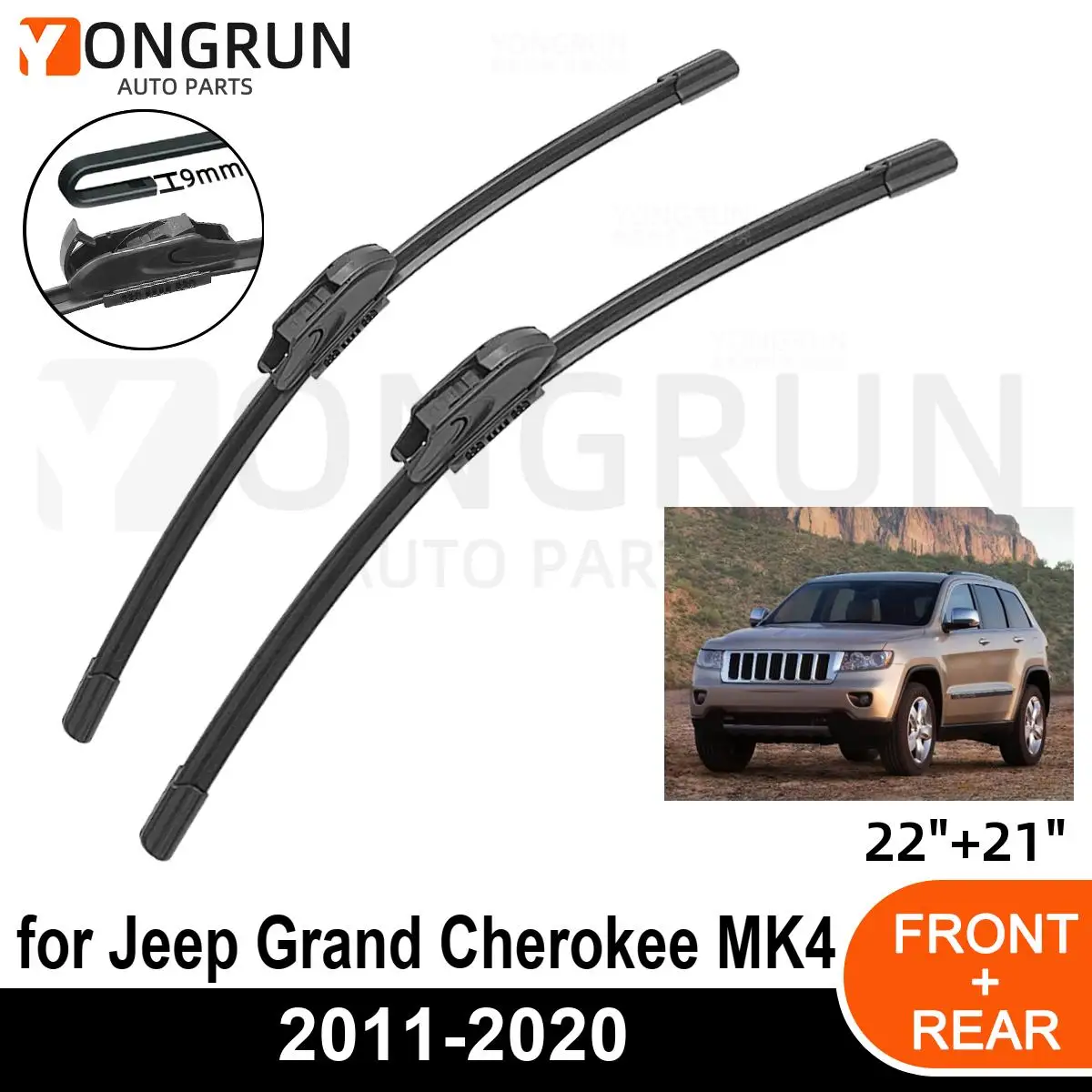 

Car Front Windshield Wipers For Jeep Grand Cherokee MK4 2011-2020 Wiper Blade Rubber 22"+21" Car Windshield Windscreen