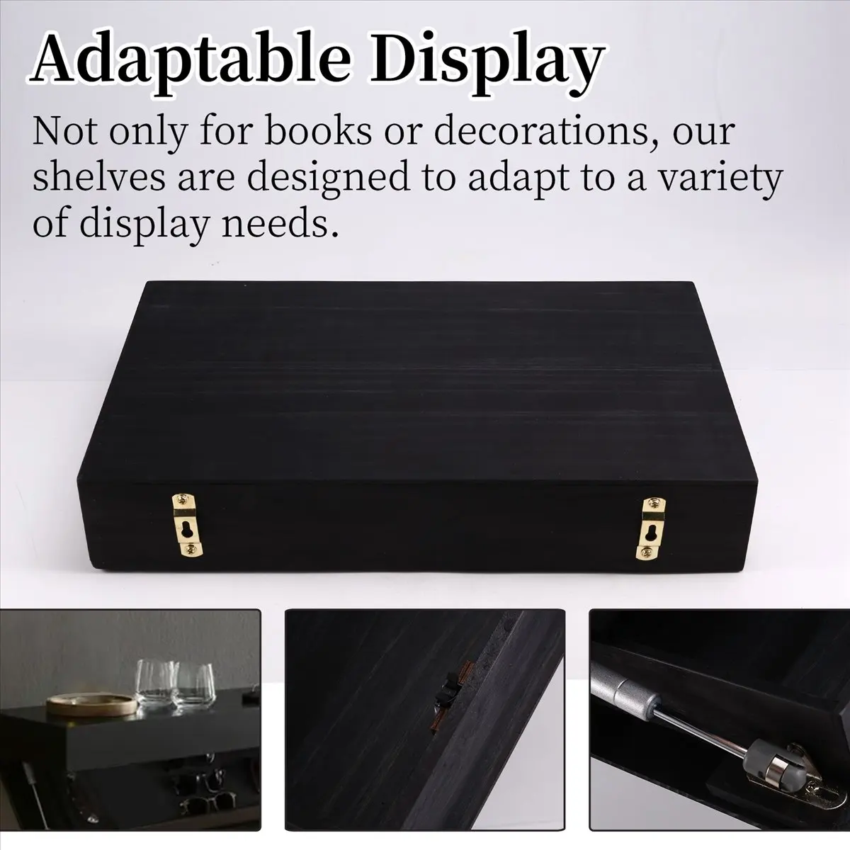 A013 Flip Design Shelf with Secret Compartment Wall Mounted Bookshelf Modern Decoration Black