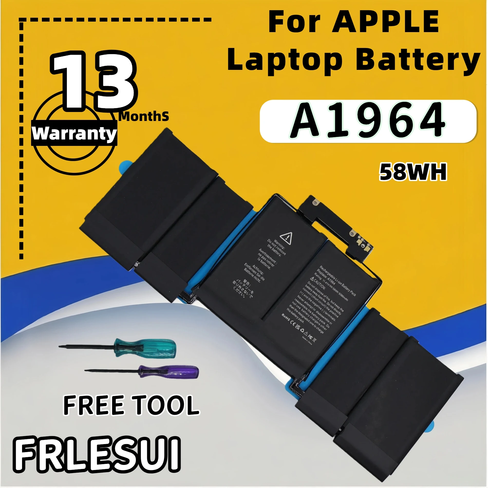 FRLESUI A1964 Replacement Battery Fit Apple MacBook Pro 13 Inch A1989 2018-2020 A2551 EMC3214 EMC3358 EMC3348 Stable Safe