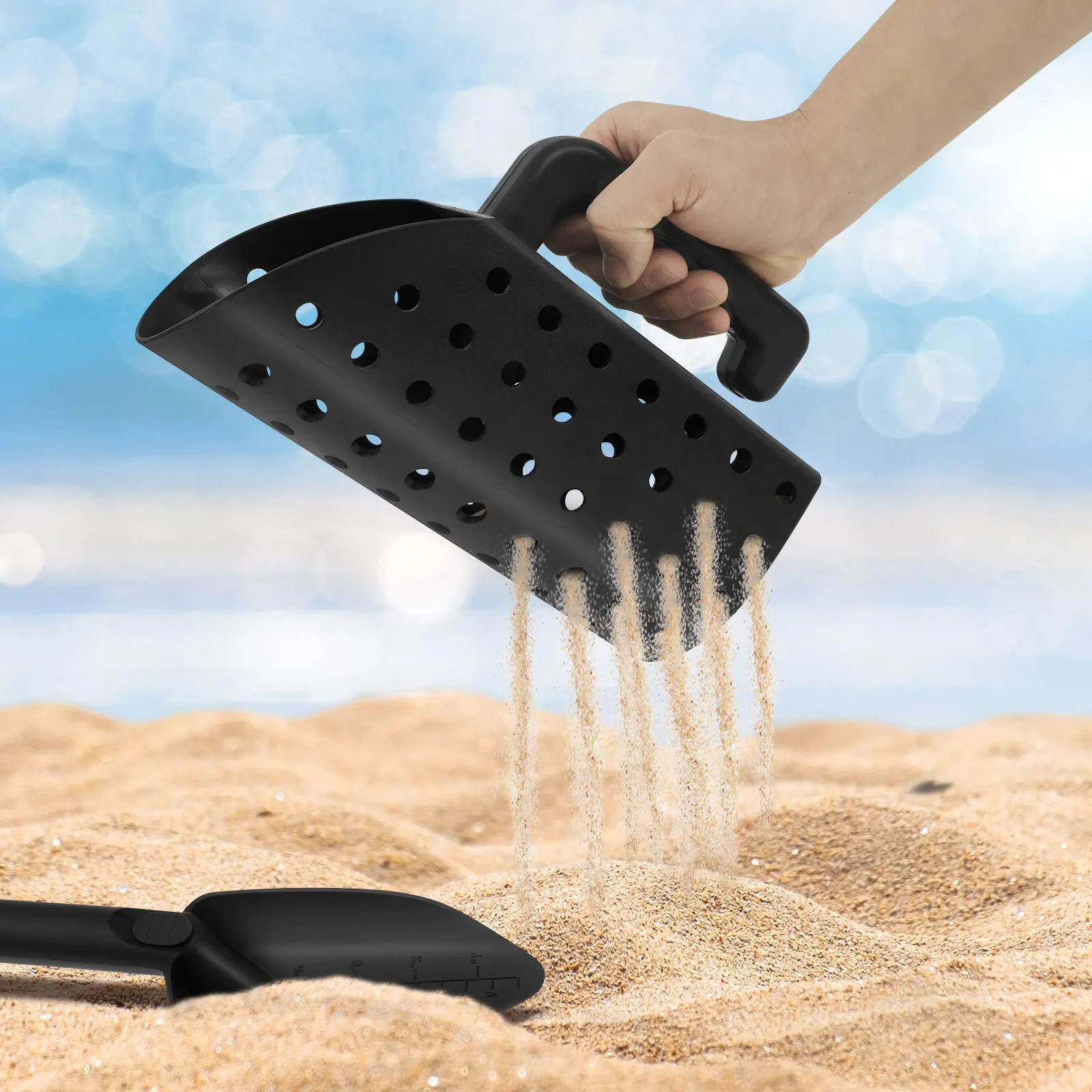 Rust Resistant Compact Metal Detecting Sifter Versatile Manual Sand Scoop Shovel Metal Detecting Accessories for Outdoor Beach