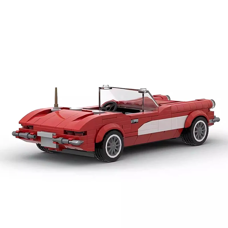Technical Car MOC Mini Chevroleted Corvette C1 Convertible 8 Studs Wide Speed Vehicles Sets Building Blocks Toys Gift