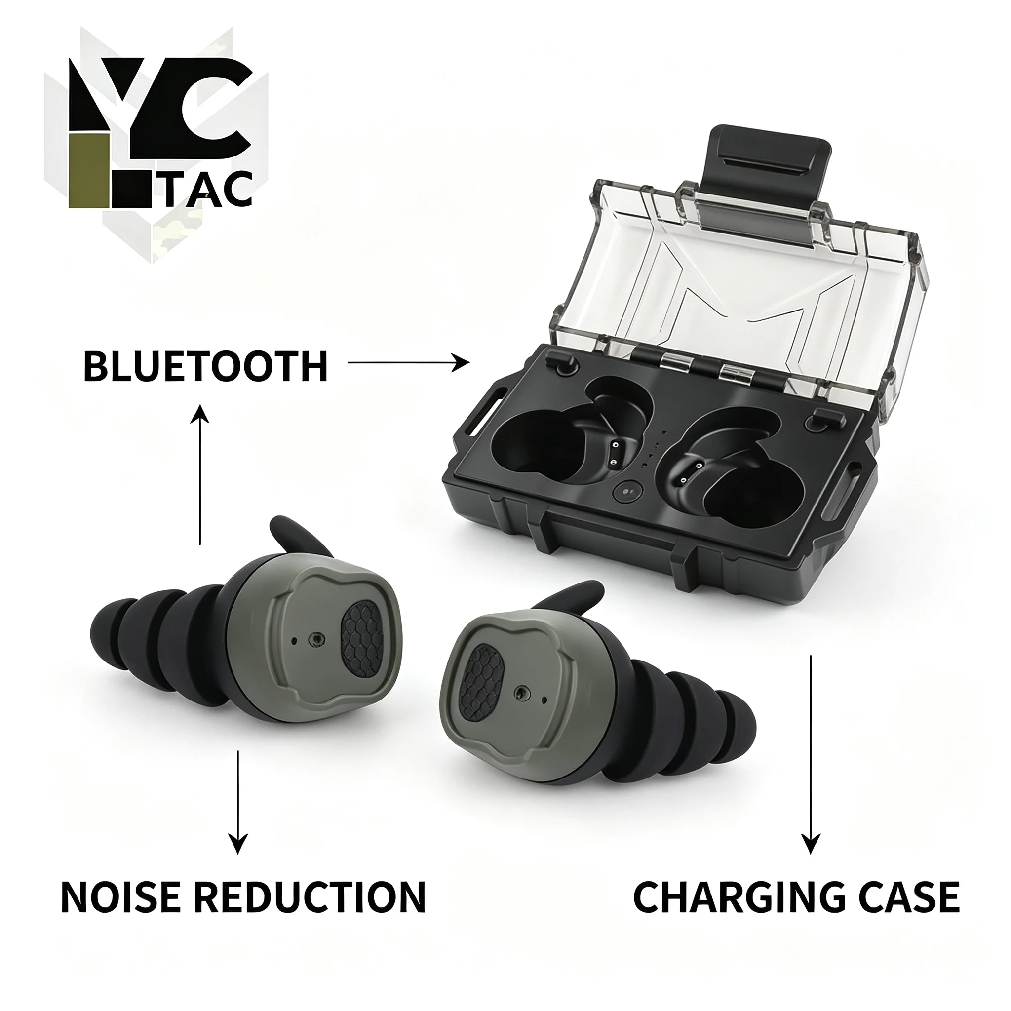 YCTAC Tactical Wireless Bluetooth Headset Sound Pickup Noise Reduction Hearing Protection for Outdoor Shooting Training Hunting