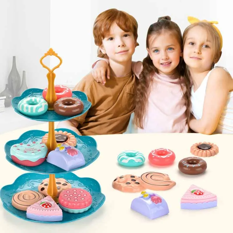 

Children's Play House Toys Simulation Dessert Cake Tower Combination Toys 11/13 Pcs Set Girls Afternoon Tea Set Interactive Toys