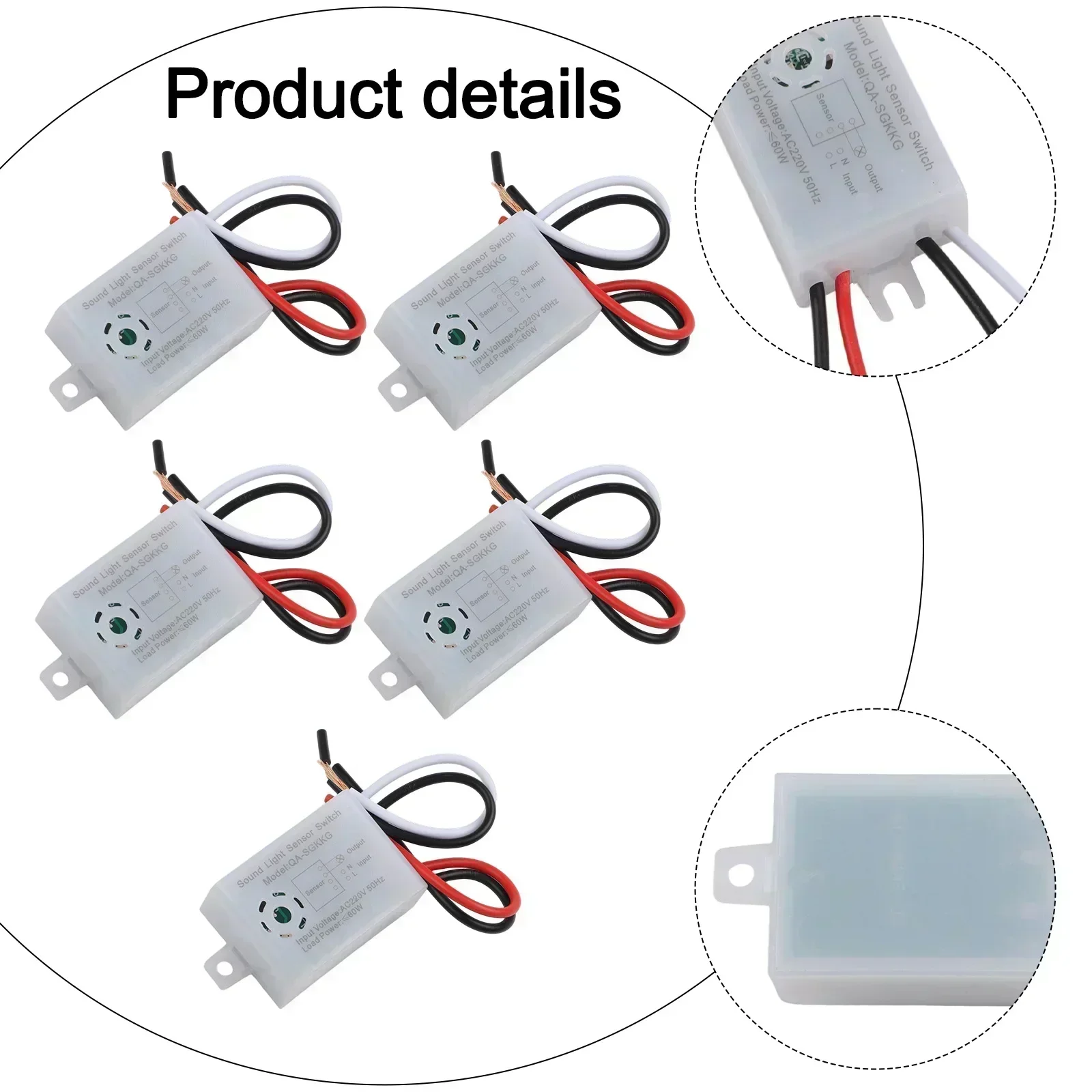 

5X Sound Sensor Switch 220V Voice Activated Indoor Automatic Sensor with Copper Conductor and Flame Retardant Shell Material