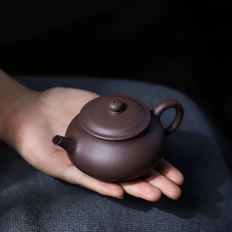 130cc Small Chaoshan Gongfu Teapot Handmade Chinese Yixing Zisha Purple Clay TianQingNi Pan Tea Pot