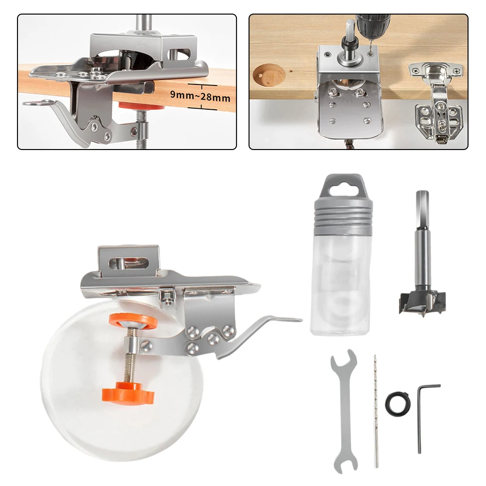 Gabarit d'alésage de charnière avec fixation, ouvre-trou en plastique en aluminium, modèle d'armoires de porte, travail de calcul, propositions de trous, localisateur de guide
