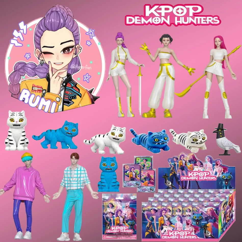 1-2 uds Kpop Demon Hunters figura cazadores de dibujos animados Tigre Rumi/Mira/Zoey figura de acción PVC decoración de escritorio modelo muñeca juguete para regalo