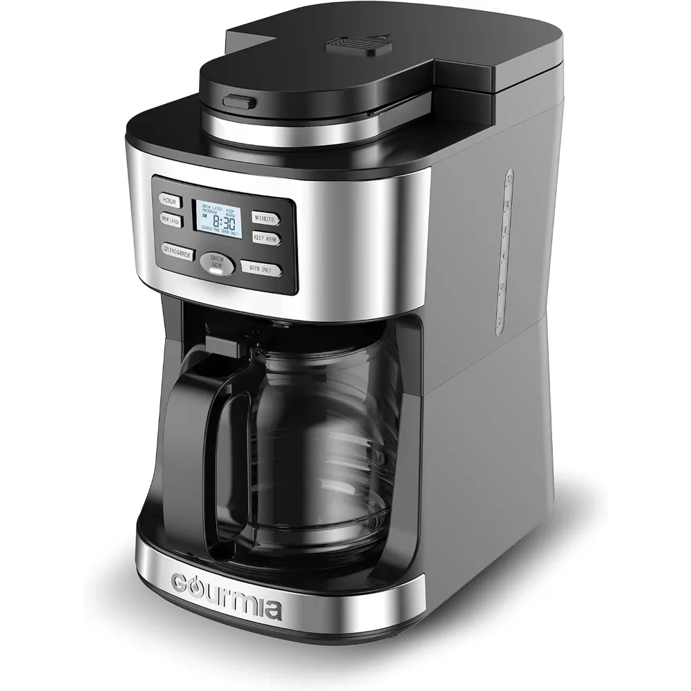 Digital Coffee Machine 12Cup FullyAutomatic Large coffee maker integrated CoffeeGrinder,Pot,stainless steel mesh coffee