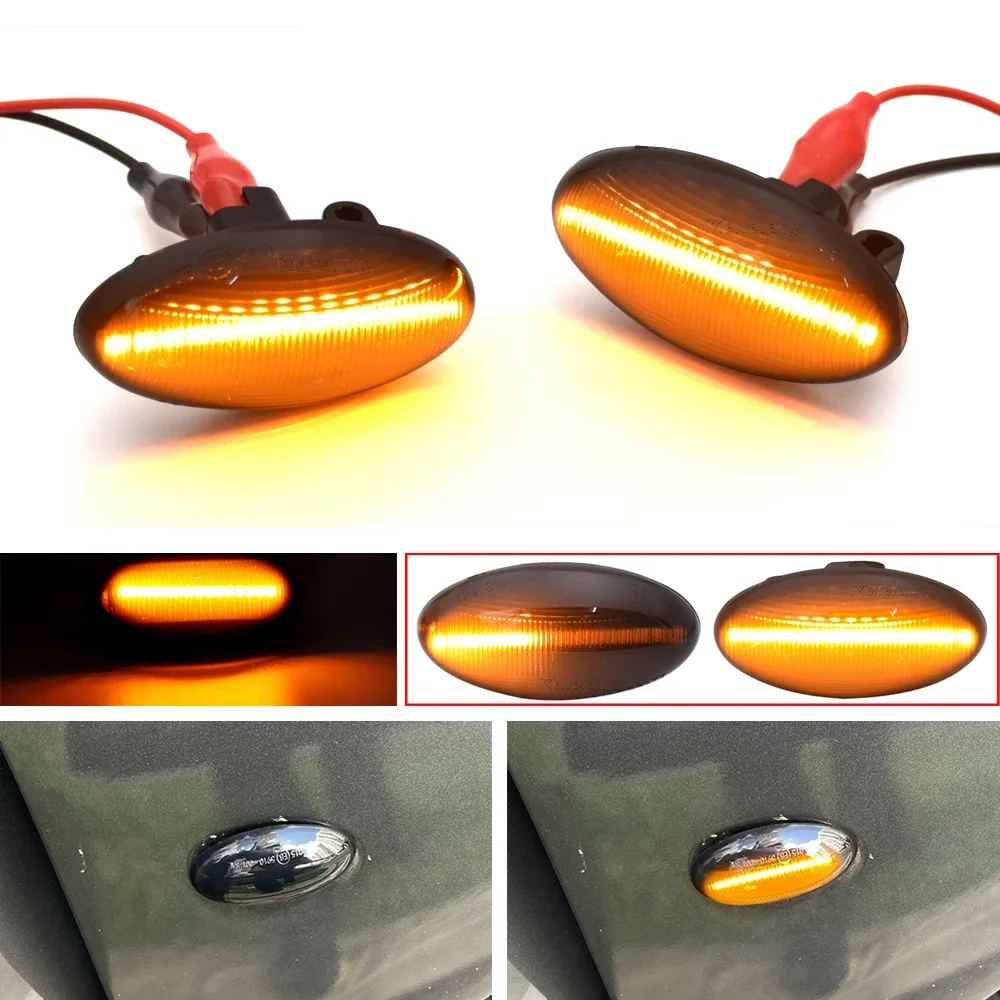 

Пара светодиодных динамических указателей поворота, боковой габаритный фонарь для Peugeot 307 206 407 107 607, последовательный мигающий свет для Citroen C1 C2 C3