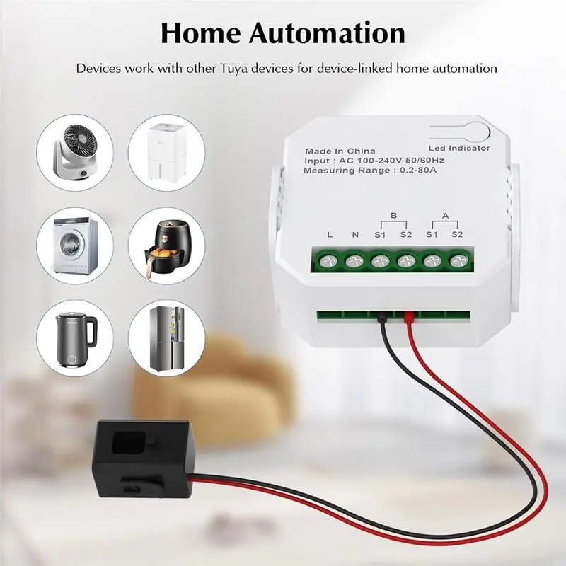 Reliable-1-Channel Wifi Power Meter 80A, Real-Time Electricity Usage,1-Channel Wifi Power Meter 80A, Real-Time Electricity Usage