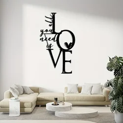 HelloYoung 1pc Metal Wall Hanging Ornament, All You Need Is Love Metal Wall Art, Love Metal Wall Art Decor, Love Metal Wall Sign