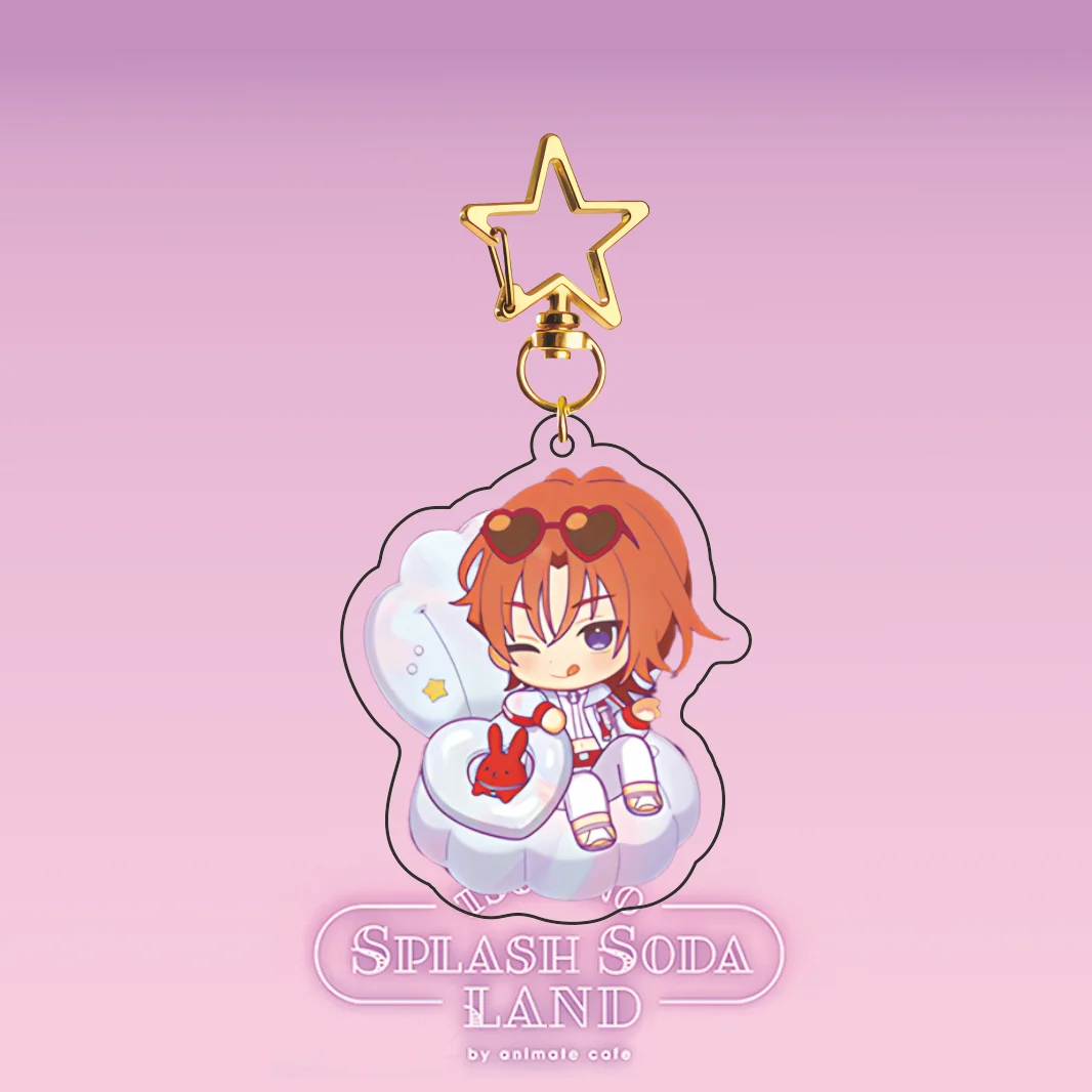 New Splash Soda Land Animate Cafe Series Acrylic Keychain Q Anime Boys Character Star Hook Cloud Pendant Backpack Cute Anime