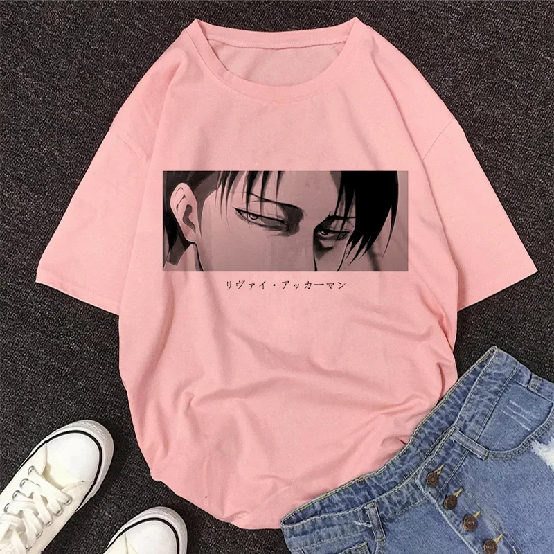 Japońskie Anime atak na tytanowe kobiety t-shirt Levi · Ackerman Eye punkowe topy nowy letni Harajuku luźna gotycka koszulka z krótkim rękawem