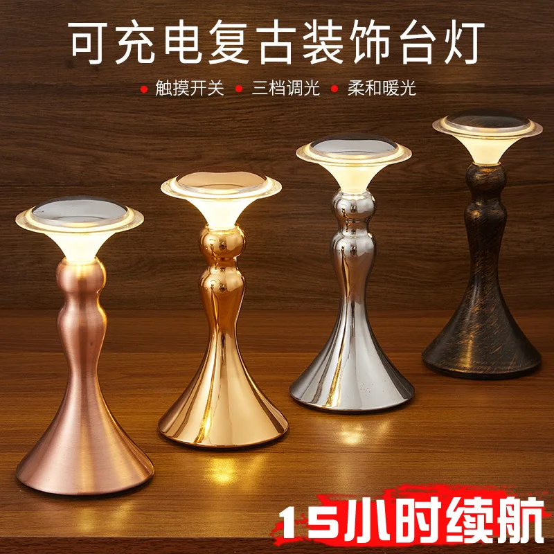 Minimalist Iron Bar Floor Lamps Rechargeable Outdoor Atmosphere LED Table Night Lights Desktop Dining Table Kitchen Coffee Shop
