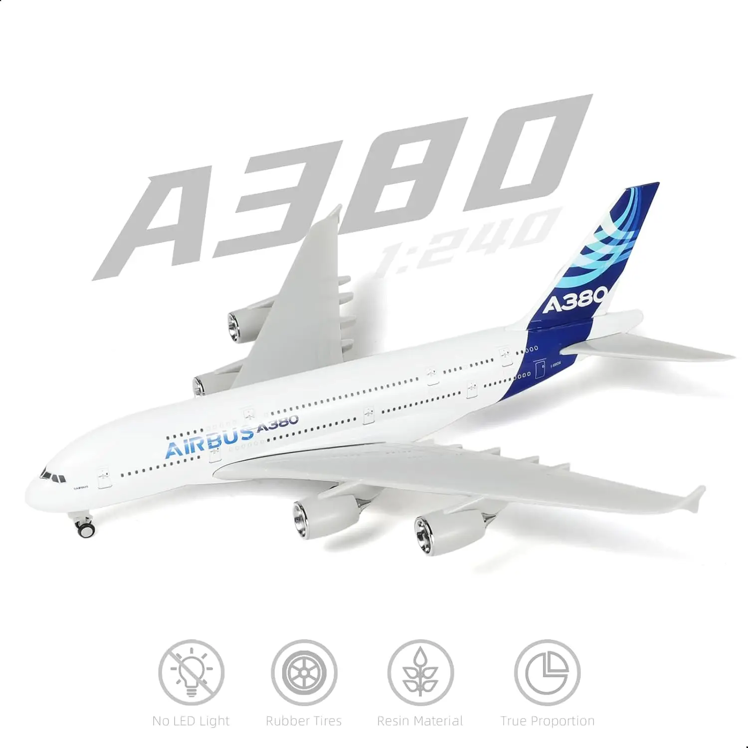 

Модель самолета A380 (масштаб 1:240) из смолы с подставкой для демонстрации – идеальный подарок для авиационных энтузиастов или для украшения интерьера.