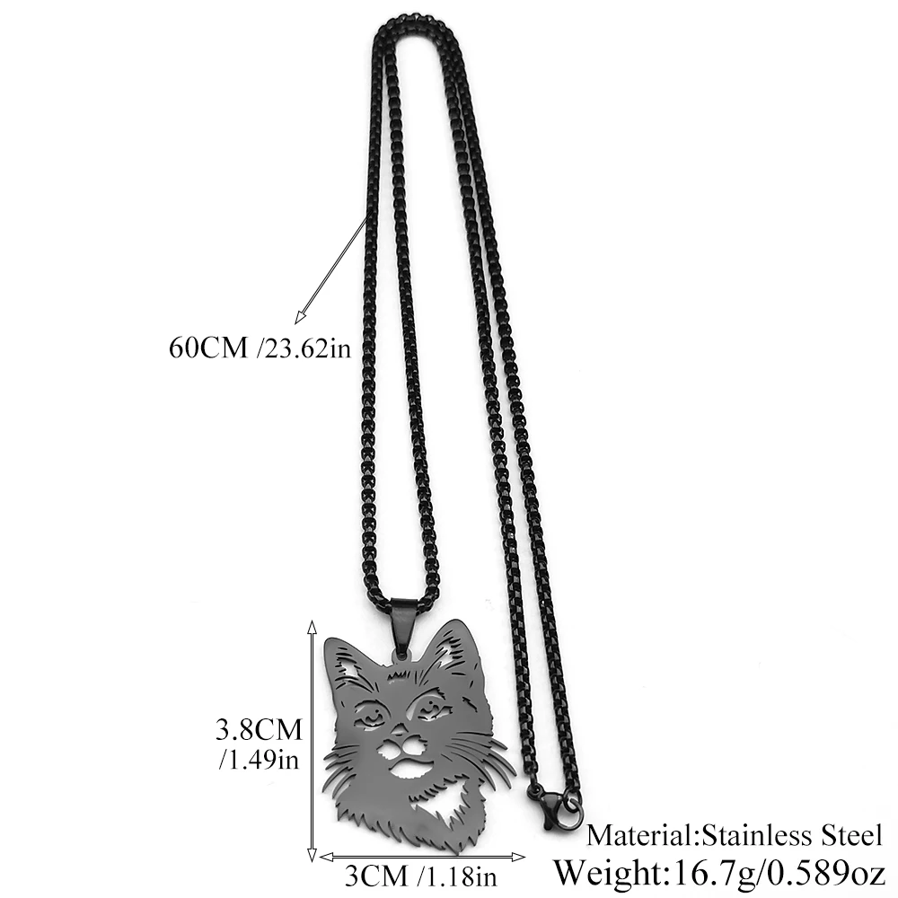 Schöne Katze Kätzchen Kopf Anhänger Halskette Für Frauen Männer Edelstahl Gold Silber Farbe Tier Unsere Familie Kette Schmuck Geschenke – Detail 3
