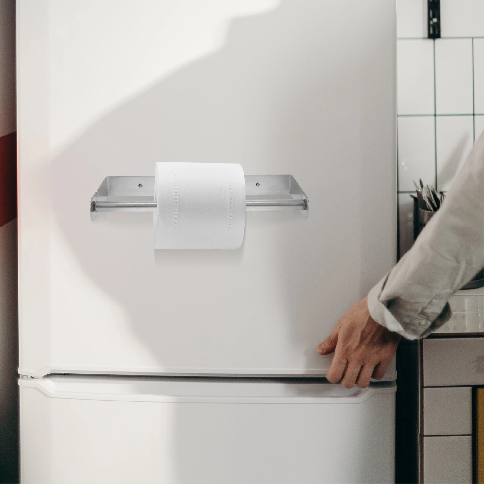 

Stainless Steel Toilet Paper Holder Space-Saving Paper Towel Dispenser Cling Film Rack Under Cabinet Mount For Kitchen Bathroom