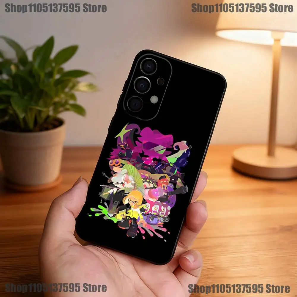 Funda de teléfono Game Splatoon para Samsung S25,S24,S21,S22,S23,S30,Ultra,S20,Plus,Fe,Lite,5G, funda negra
