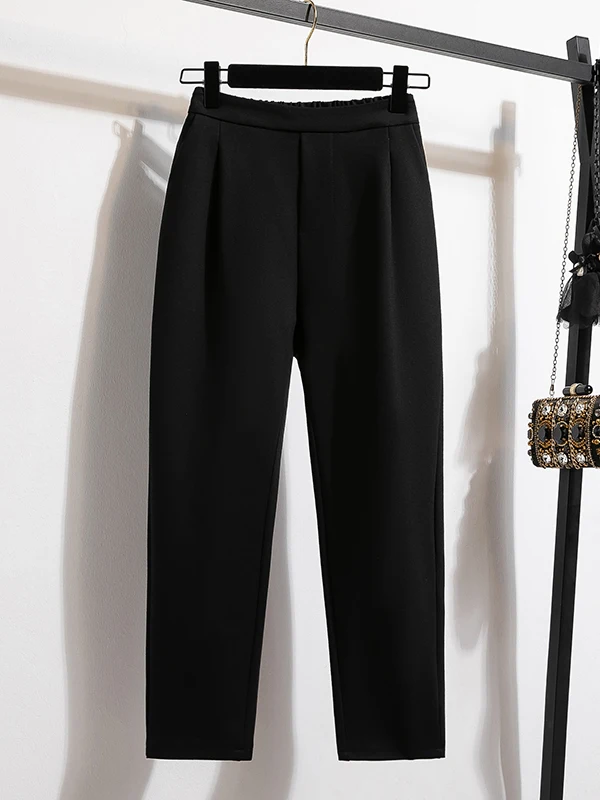 High Waist Loose Women's Harem Pants Autumn Seasonal Eighteen Nine Casual Trousers Pure Color Wide Leg Pants Fem Models