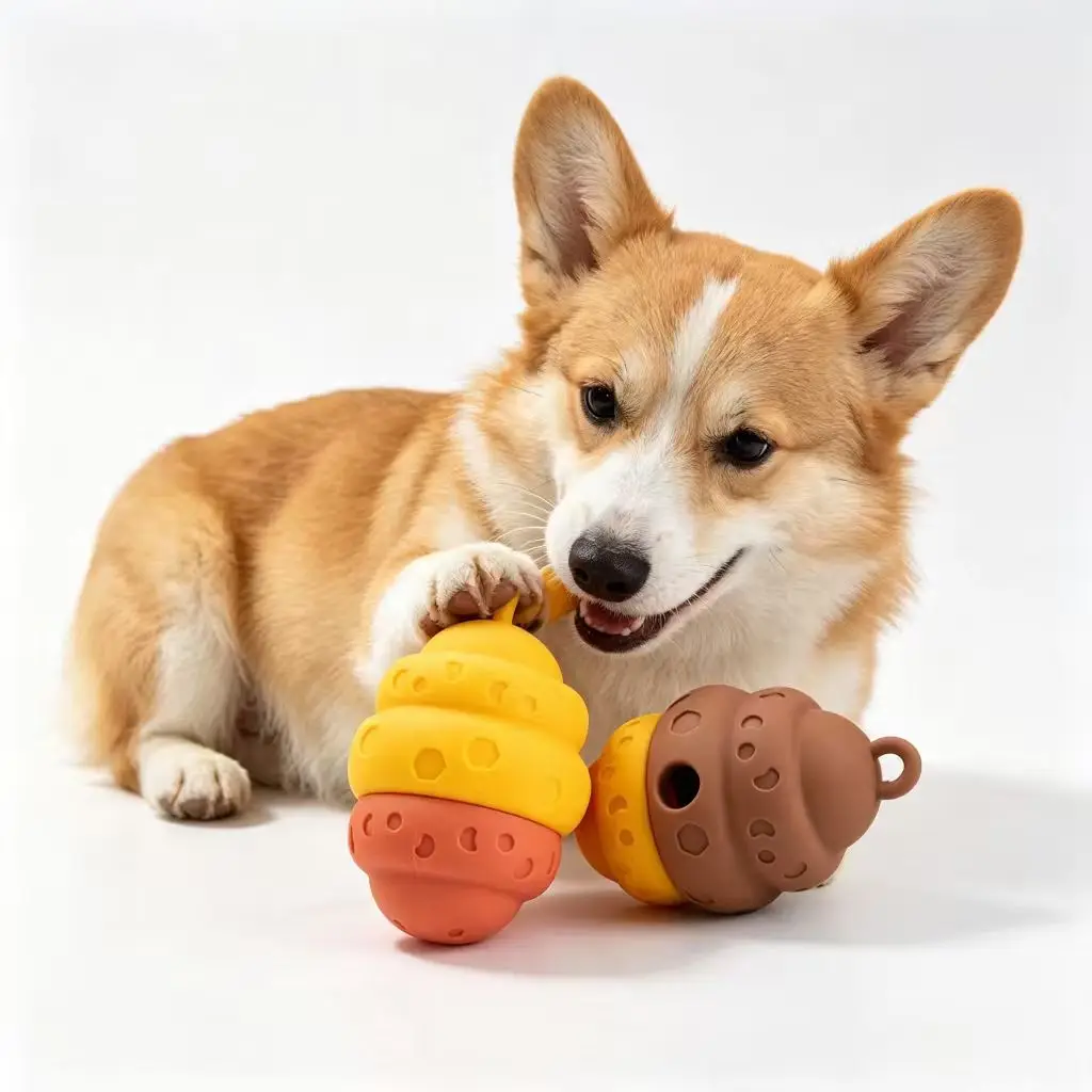 Silikon Hundekot-Leckerli-Spender Spielzeug Langlebiges Unzerstörbares Welpen-Kauspielzeug Bissresistent Selbstspiel-Beschäftigungsmittel Slow Feeder
