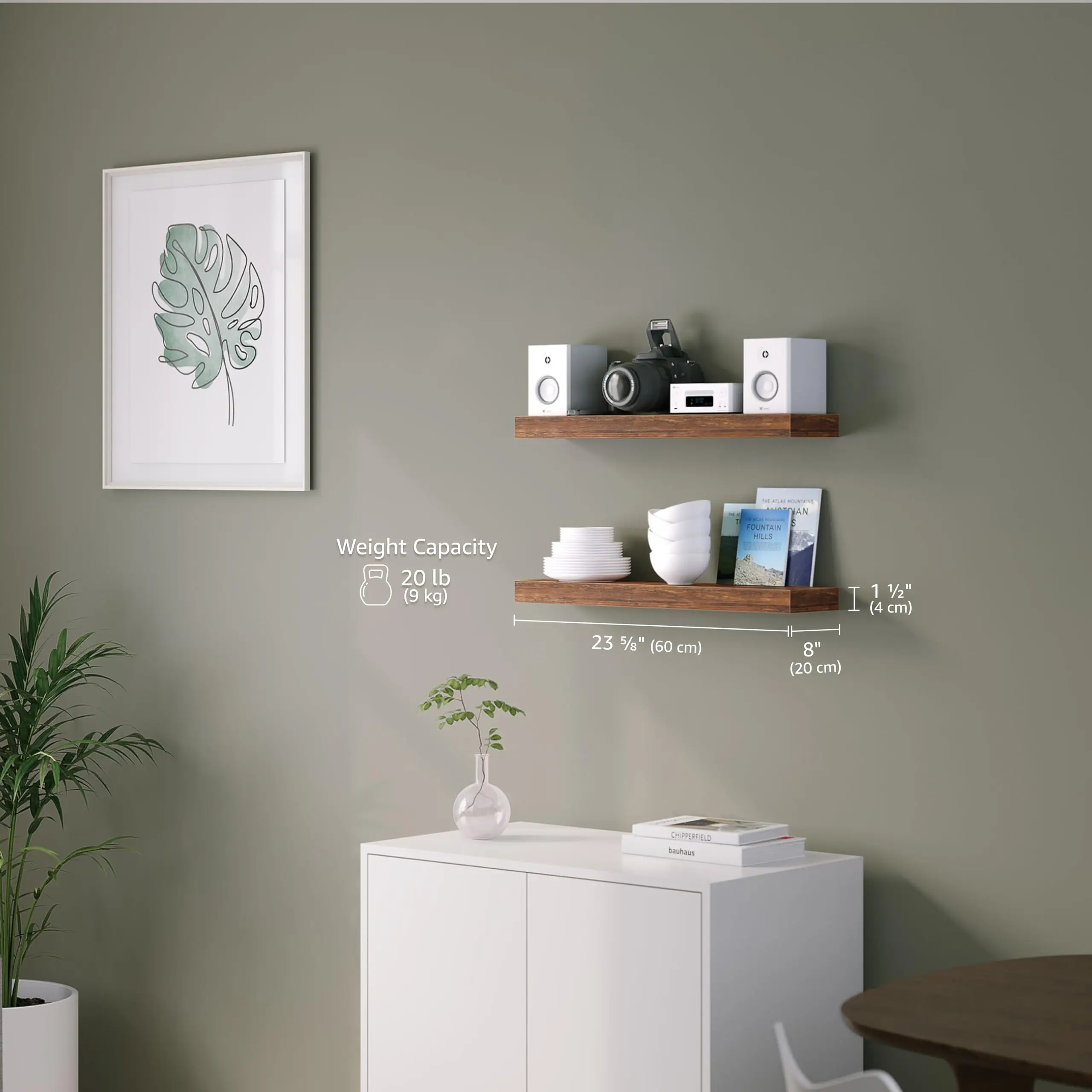 4 Pack Rustic Floating Shelves 15.8 Inch Wall Mounted with Invisible Brackets for Bathroom Living Room Bedroom Kitchen Home Decor