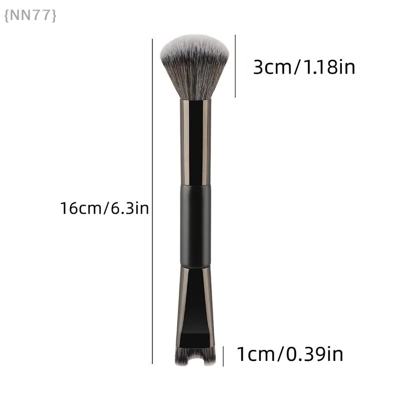 مجموعة فرش مكياج احترافية برأسين على شكل حرف U مكونة من 2/3 قطعة - فرش كريم الأساس وظلال العيون والكونتور - مثالية لمجموعة مستحضرات التجميل للسفر