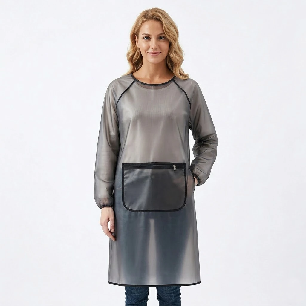 

Прозрачный водонепроницаемый моющийся фартук с длинными рукавами из ТПУ для кухни, кейтеринга, мойки автомобилей, работы с водой и бассейнов