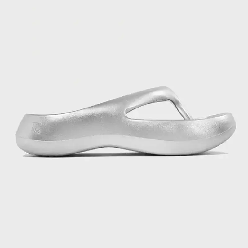 

Silver Herringbone Slippers for External Wear Summer Thick Soled Beach Casual Clip Toe Anti Slip Odor Prevention Sandals Women