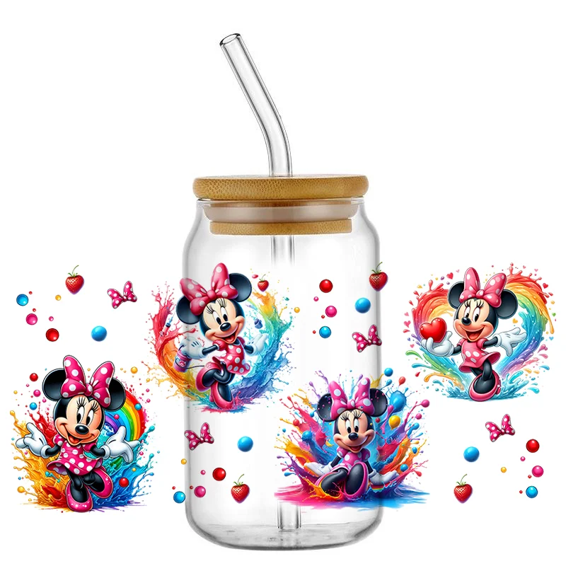 mixed cartoon characters 3D UV DTF transfer sticker Waterproof Cup Wraps For 16oz Libbey Glass Stickers cup wrap home decoration