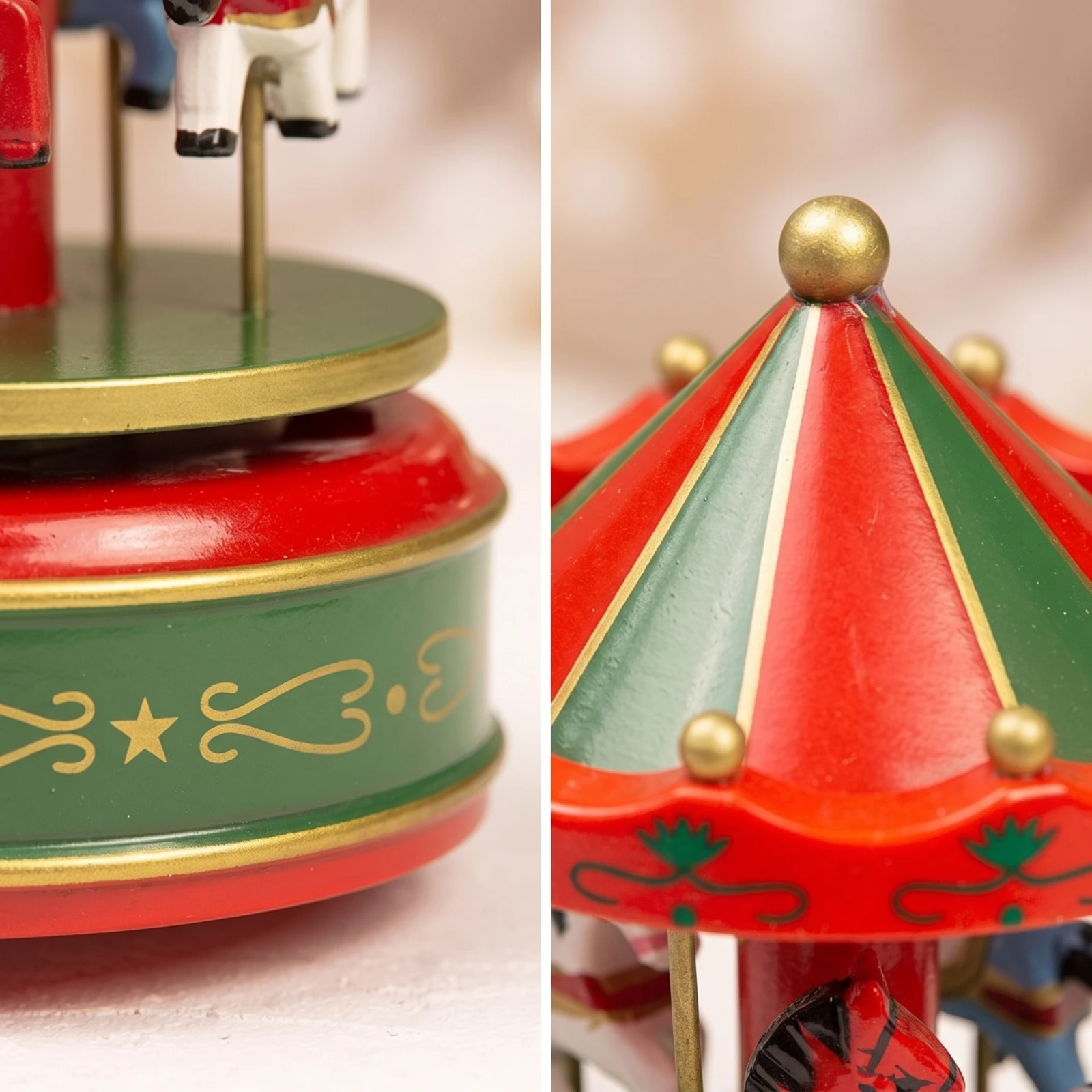 Carousel Musical Box with Horses Vintage-Style Carousel Musical Box Merry-Go-Round Figurine Mechanical Toy Collectible